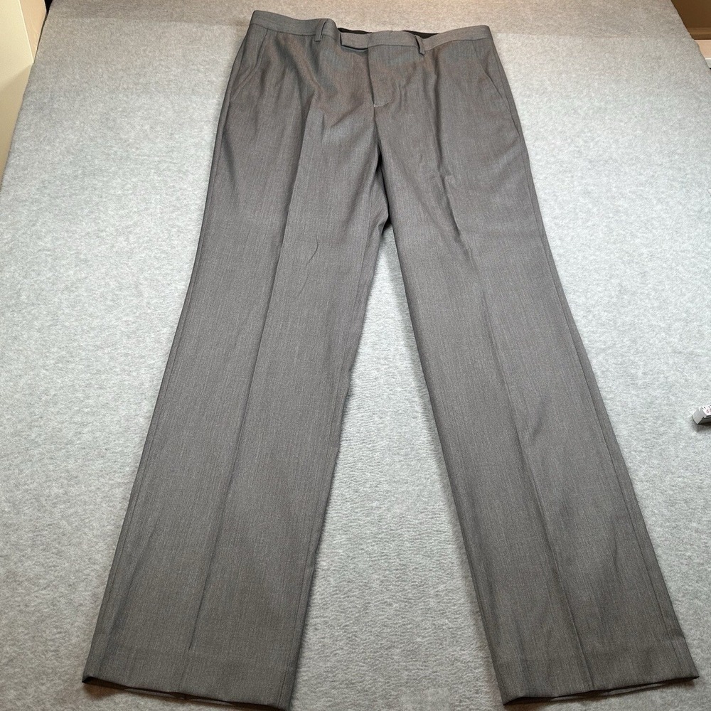 Tevolio Mens Dress Pants 36/34 Fits 36/33.5 Gray Straight Leg‎ Flat Front